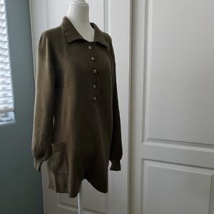 Olive Green Button-Up Sweater